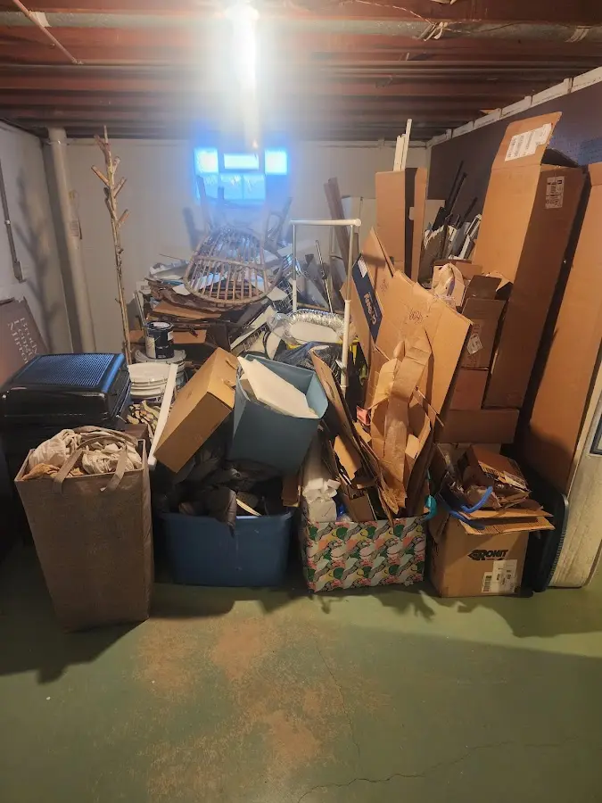 Roll-off dumpster container at job site for Cleanout Dumpster Rental in Forest Lake